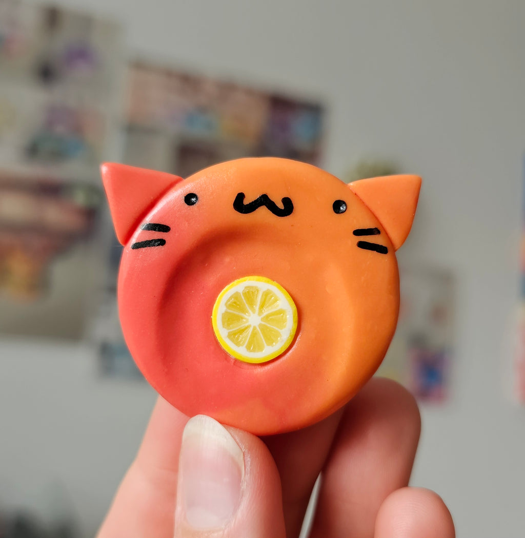 Peach-lemonade cat worrystone